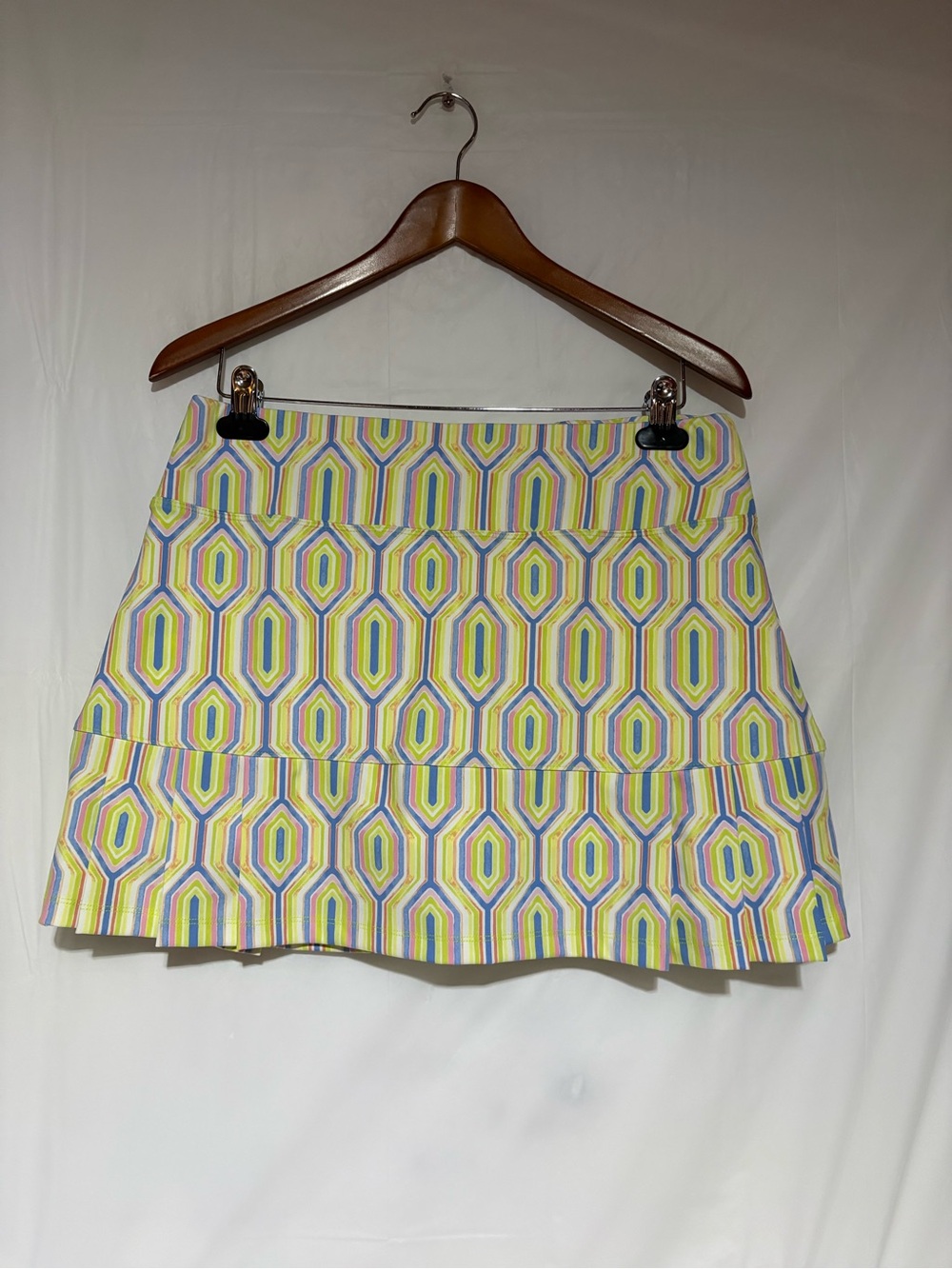 Sigrid Olsen Hexagon-Print Mini Skirt in Yellow, Blue & Purple